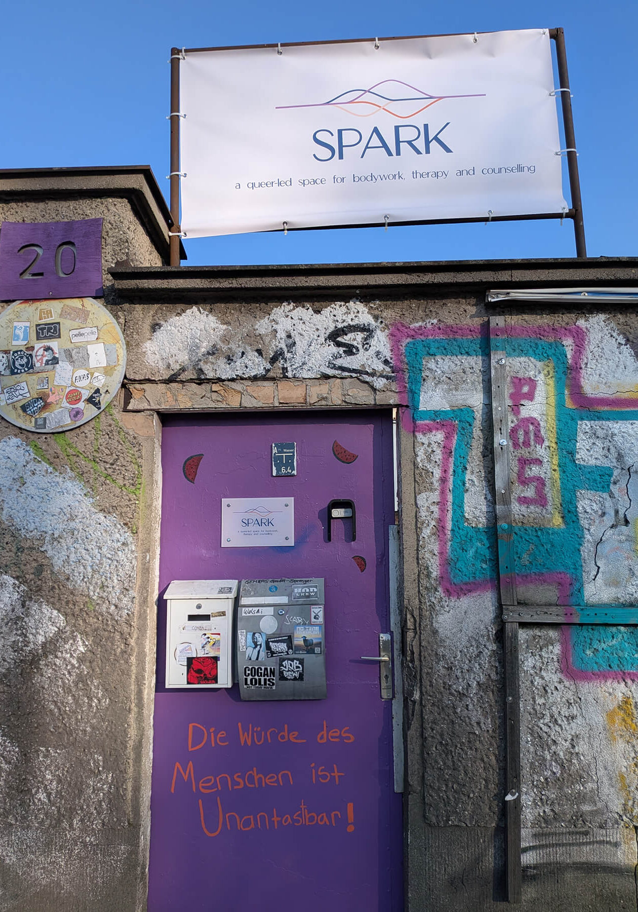 Street door of SPARK Collective in Berlin
